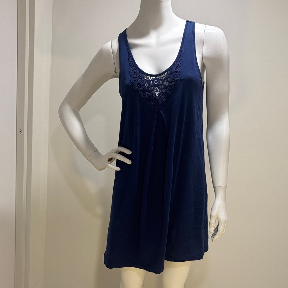 Divided size 8 Navy Sundress with Crochet Detail